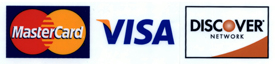 We Accept Mastercard, Visa and Discover